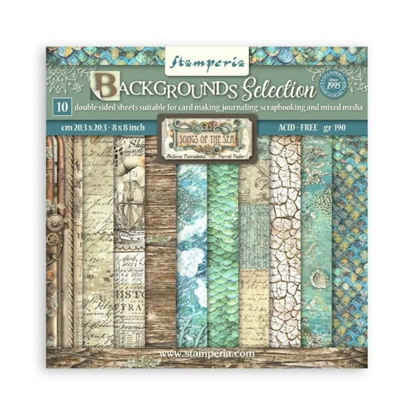 Stamperia Songs of the Sea Background Bloc 8x8