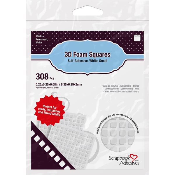 Scrapbook Adhesives 3D Foam Squares Blancs .25x.25