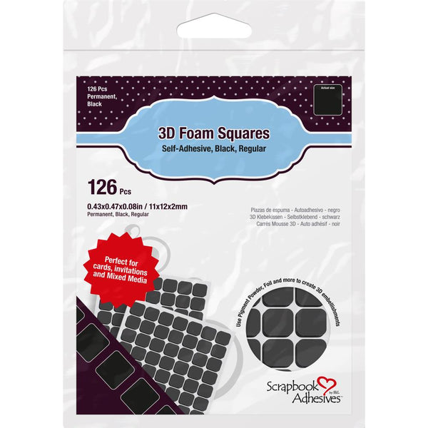 Scrapbook Adhesives 3D Foam Squares Noirs .5x.5