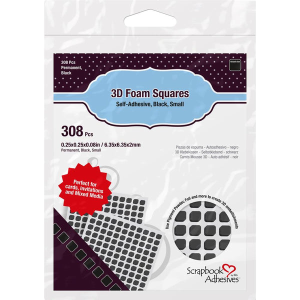 Scrapbook Adhesives 3D Foam Squares Noirs .25x.25